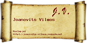 Joanovits Vilmos névjegykártya